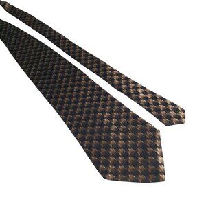 Bugatti Mens Geometric Patterned Silk Tie Black Gold Office Core Dad Gift Formal